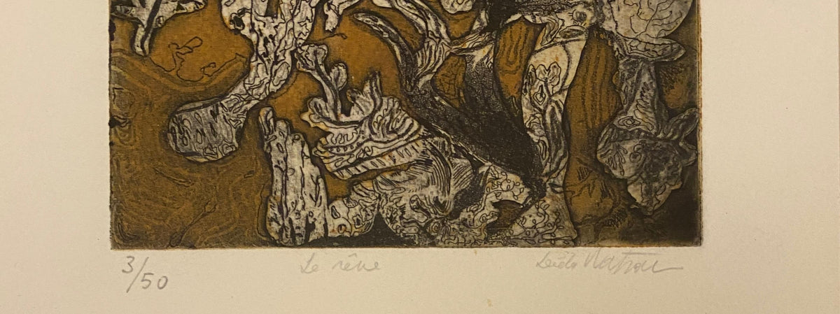 Original French Abstract Color Lithograph, Signed Titled "The Dream" — detail 2