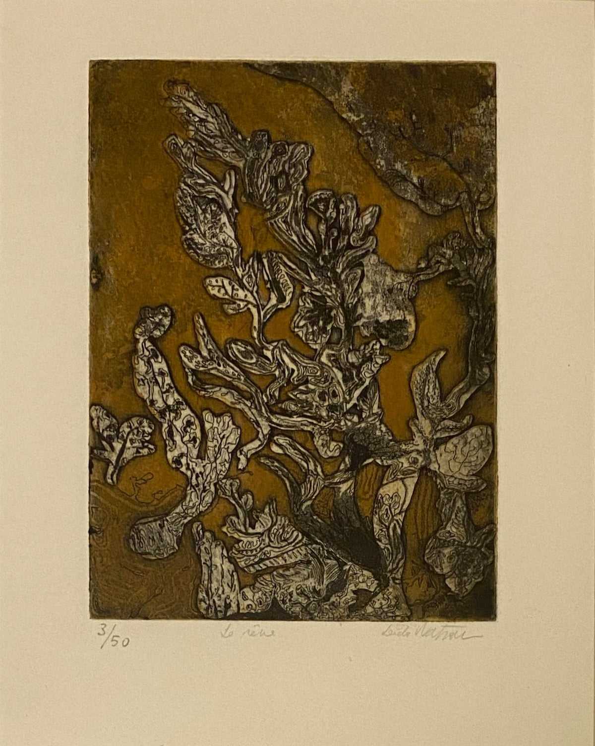 Original French Abstract Color Lithograph, Signed Titled "The Dream" — detail 4