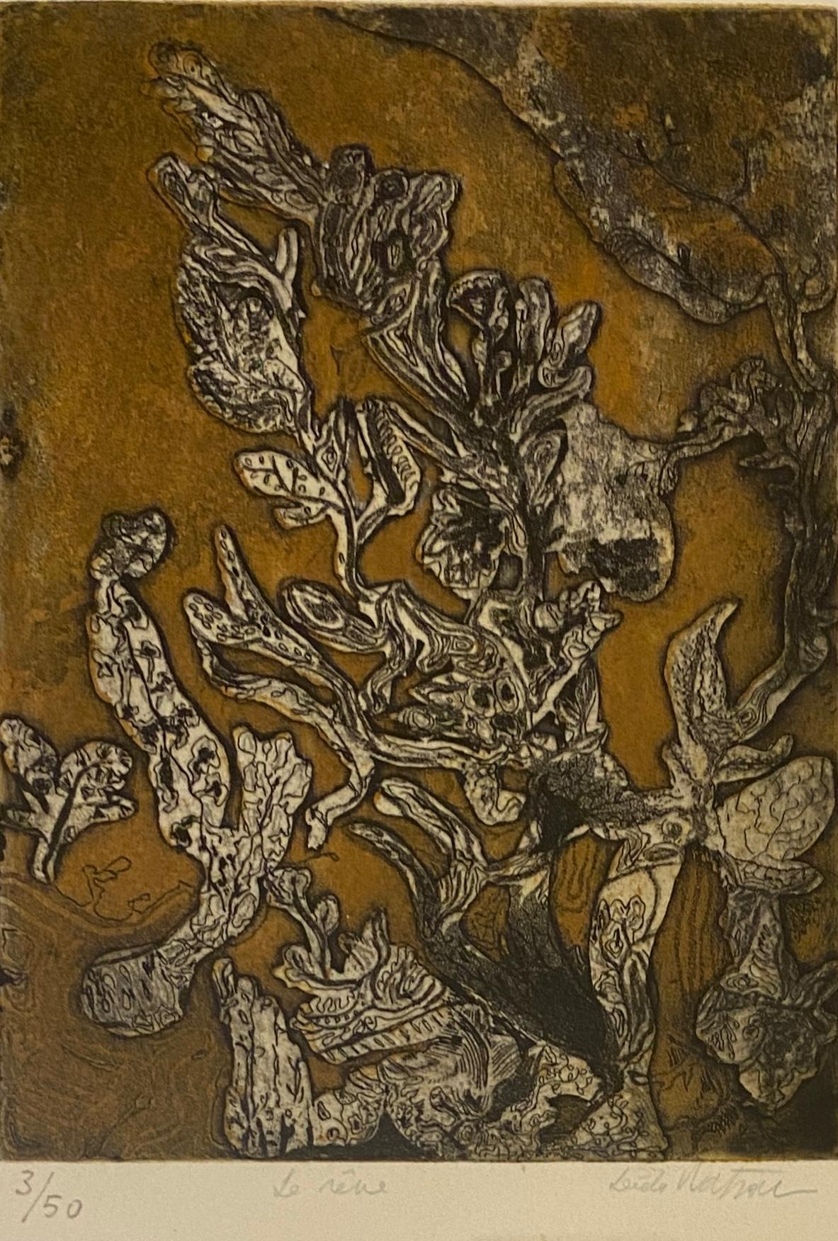 Original French Abstract Color Lithograph, Signed Titled "The Dream" — detail 3