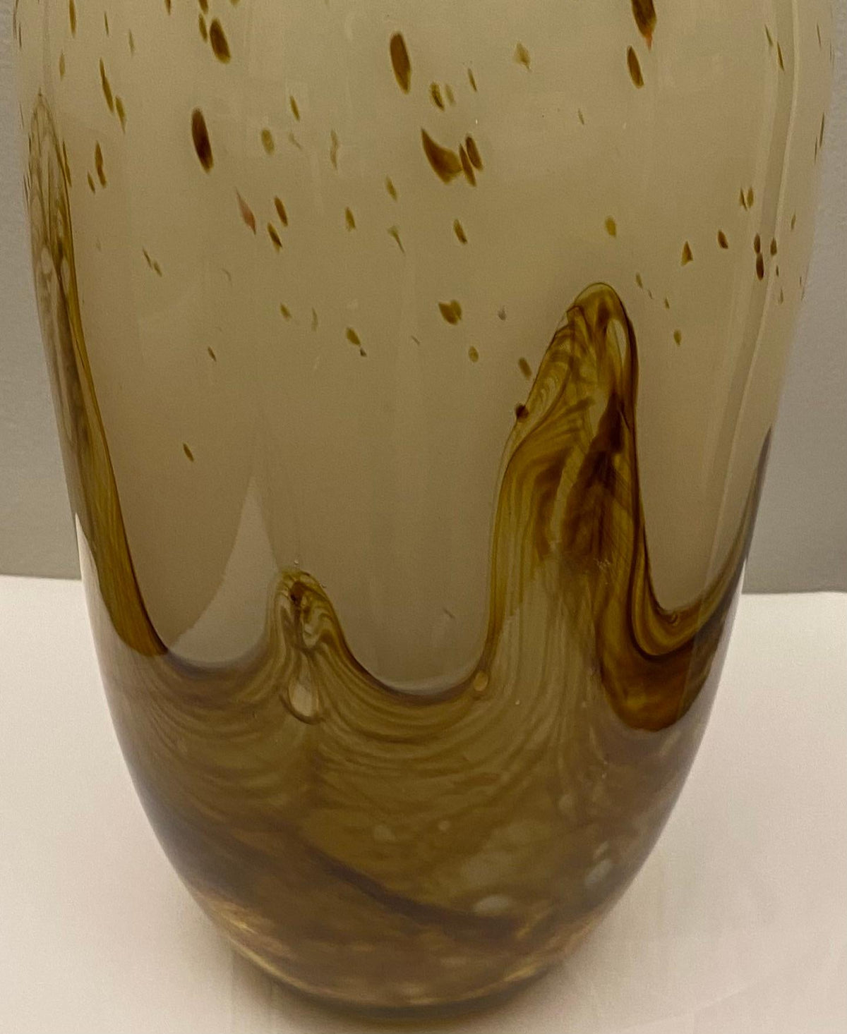 Large Murano Art Glass Vase, Beige & Amber Attrib. to Fratelli Toso — detail 6