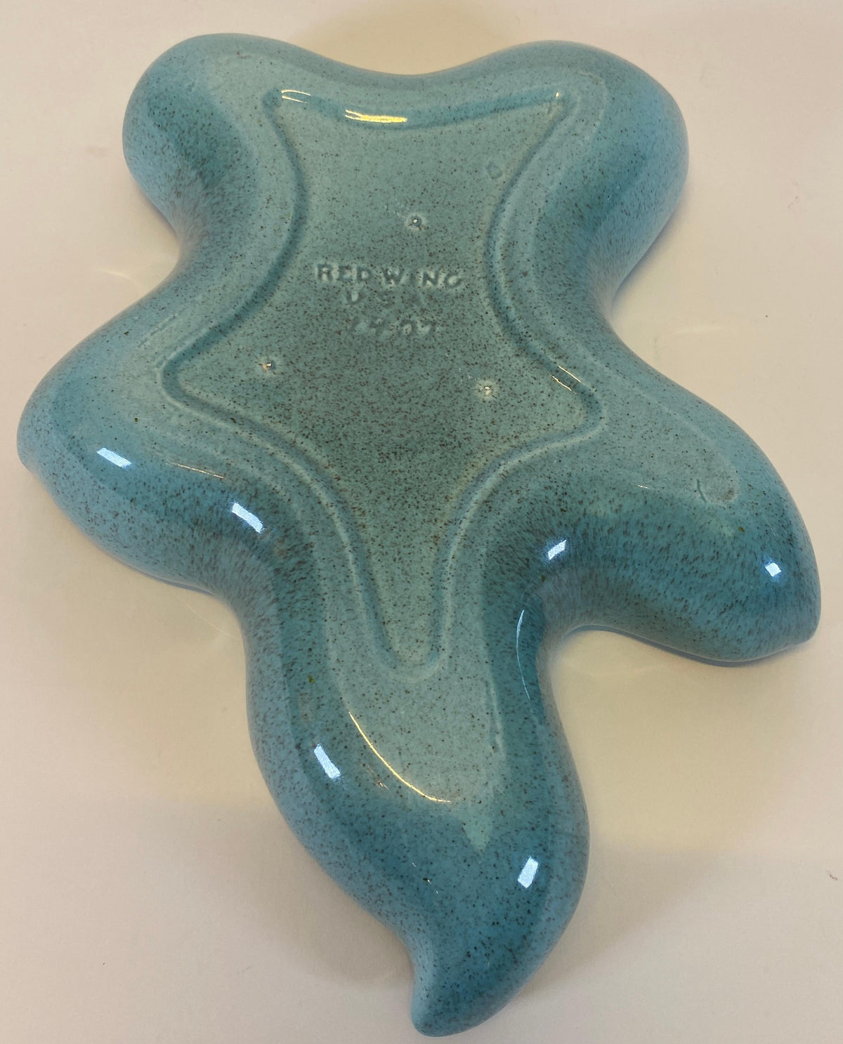 Mid-Century Modern Red Wing Pottery Ceramic Bowl, Turquoise Glaze — detail 4