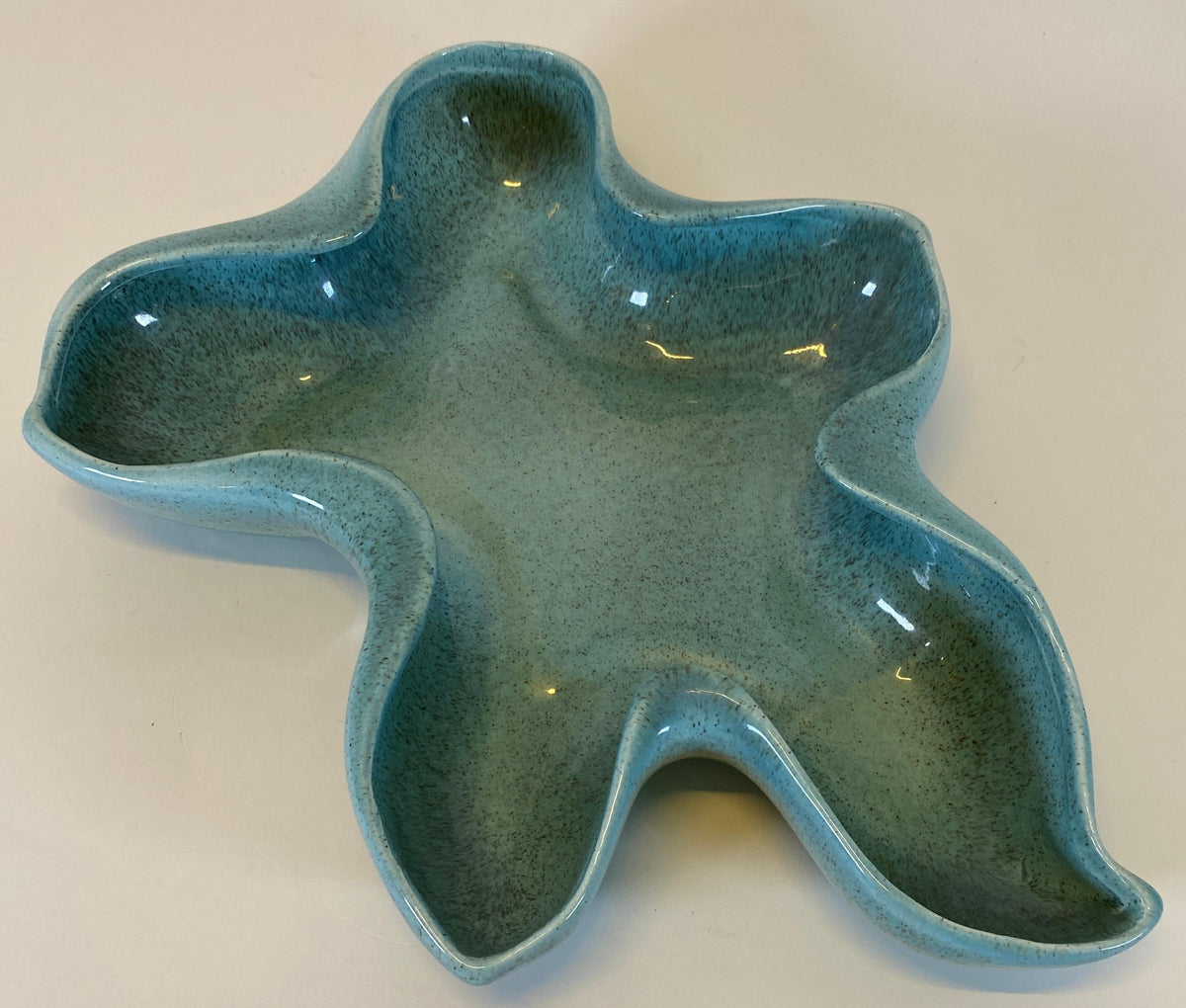 Mid-Century Modern Red Wing Pottery Ceramic Bowl, Turquoise Glaze — detail 3