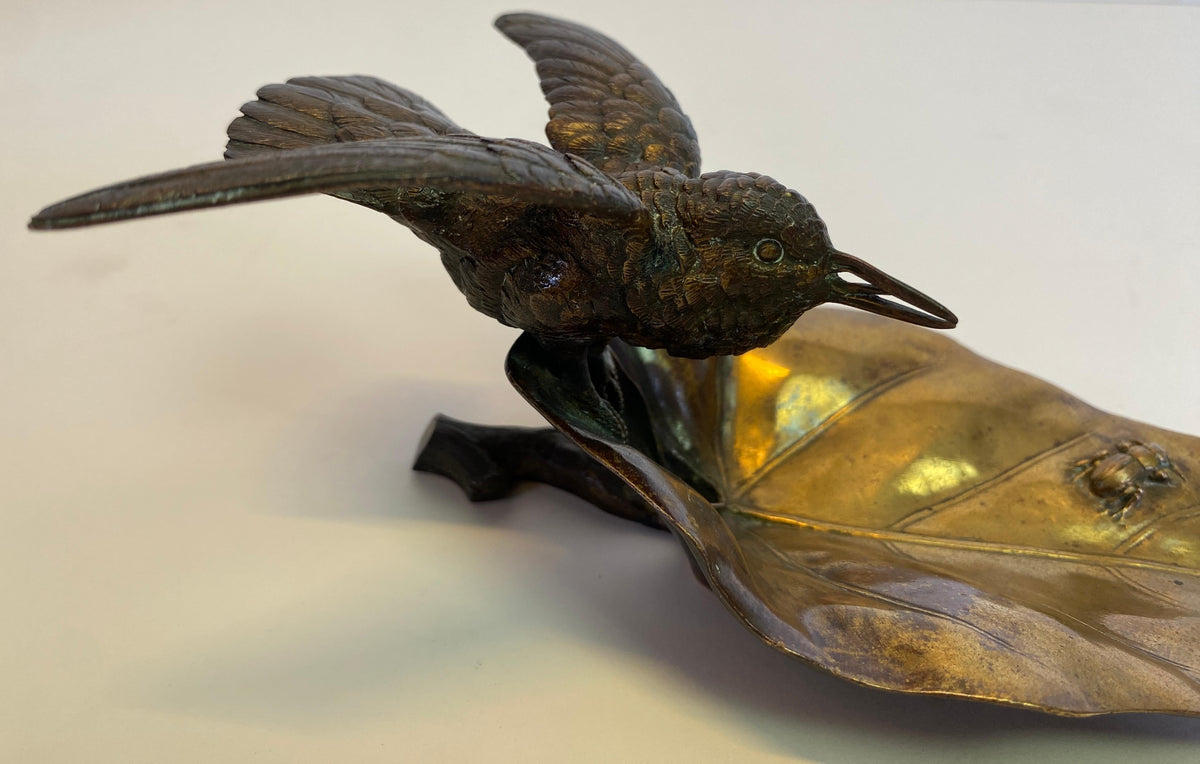 French Art Deco Bronze Hummingbird Vide-Poche attributed to Louis-Albert Carvin — detail 3
