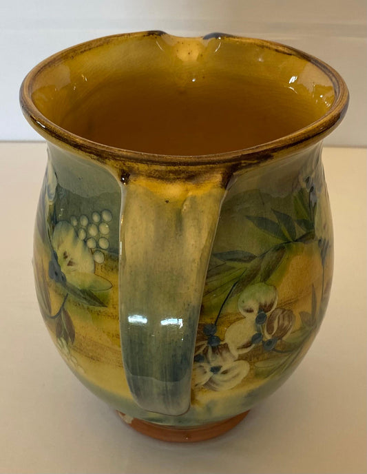 French Provencal Hand-Painted Ceramic Pitcher Vase — detail 2