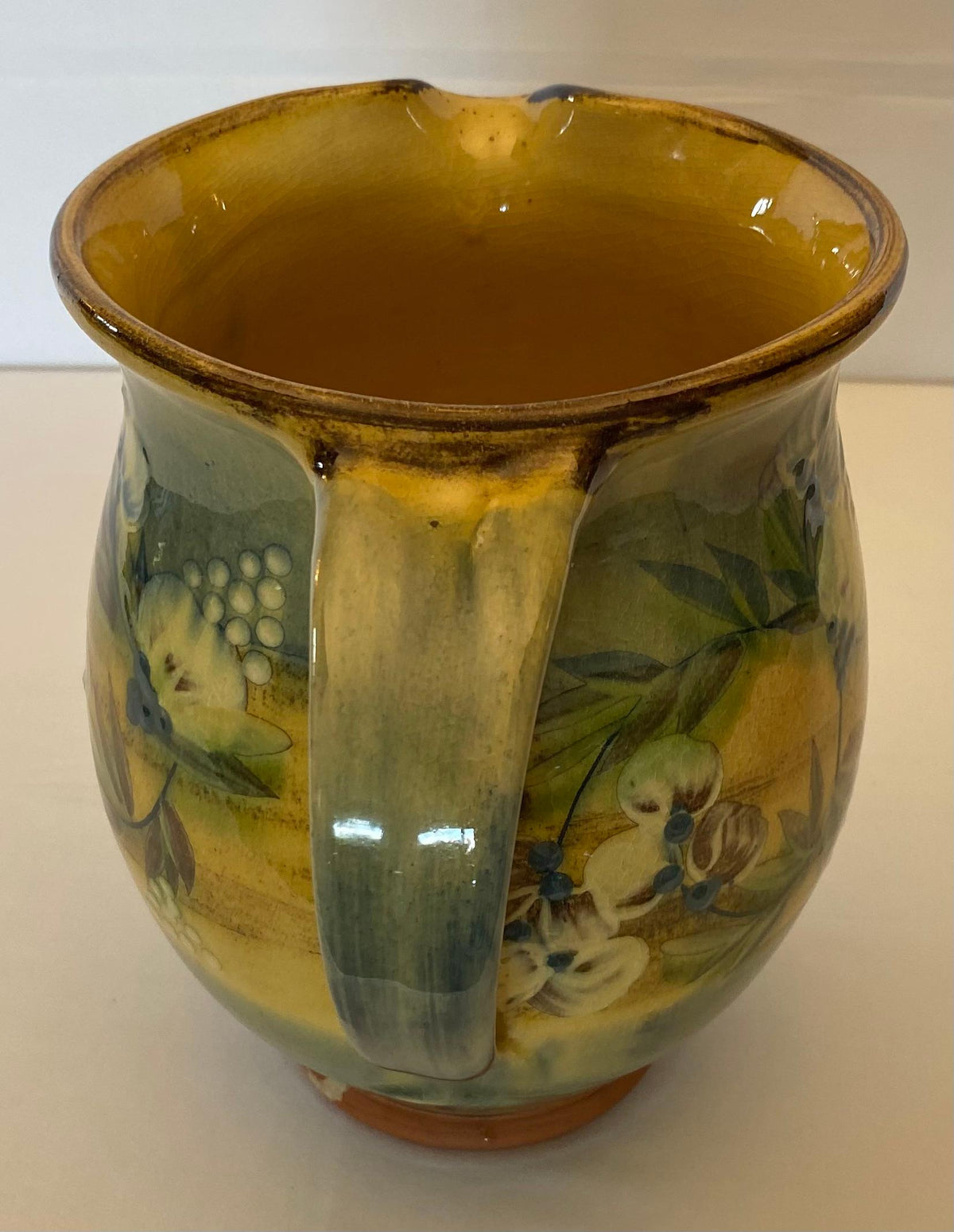 French Provencal Hand-Painted Ceramic Pitcher Vase — detail 2