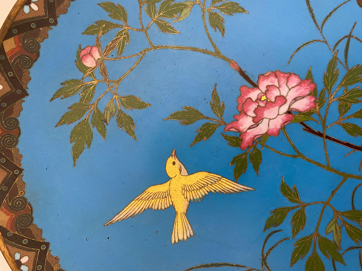 Antique Japanese Meiji Cloissoné Charger Plate — detail 10