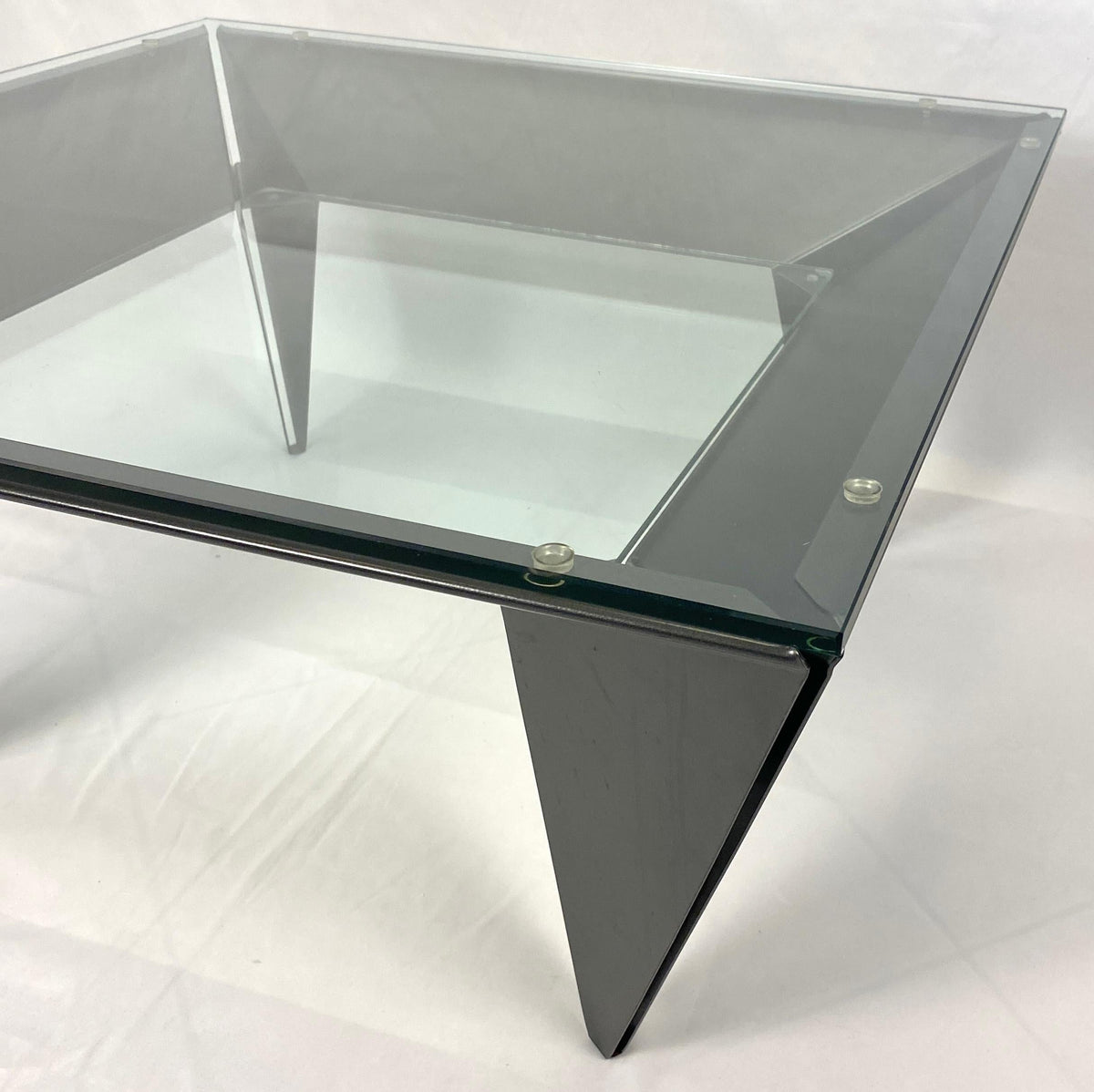 Vintage Steel and Glass Coffee Table manner of Elaine Cohen designs for DIA — detail 3
