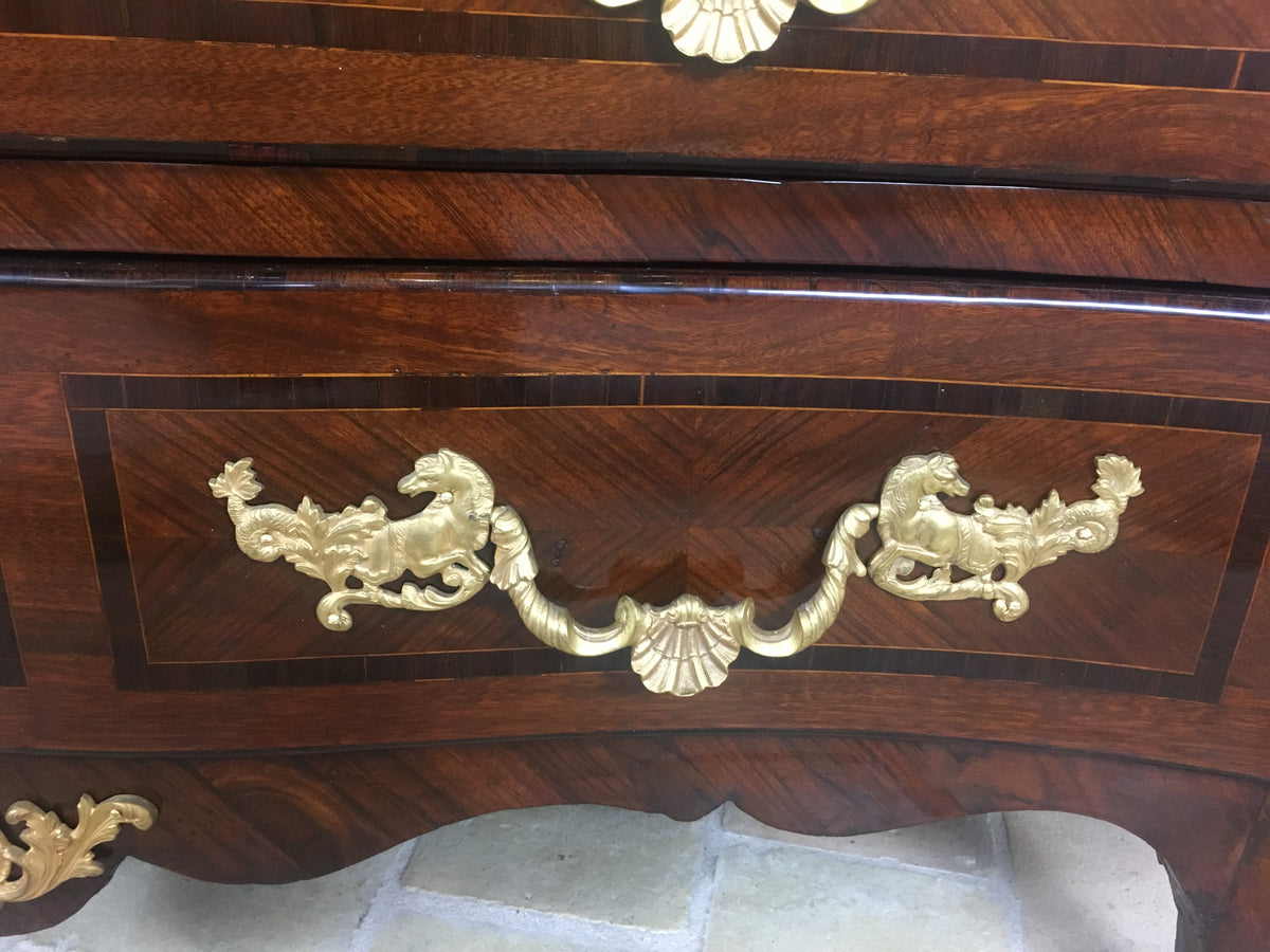 18th Century French Louis XV Style Bombe Commode with Ormolu Bronze Mounts — detail 16