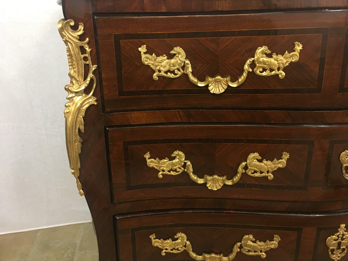 18th Century French Louis XV Style Bombe Commode with Ormolu Bronze Mounts — detail 3