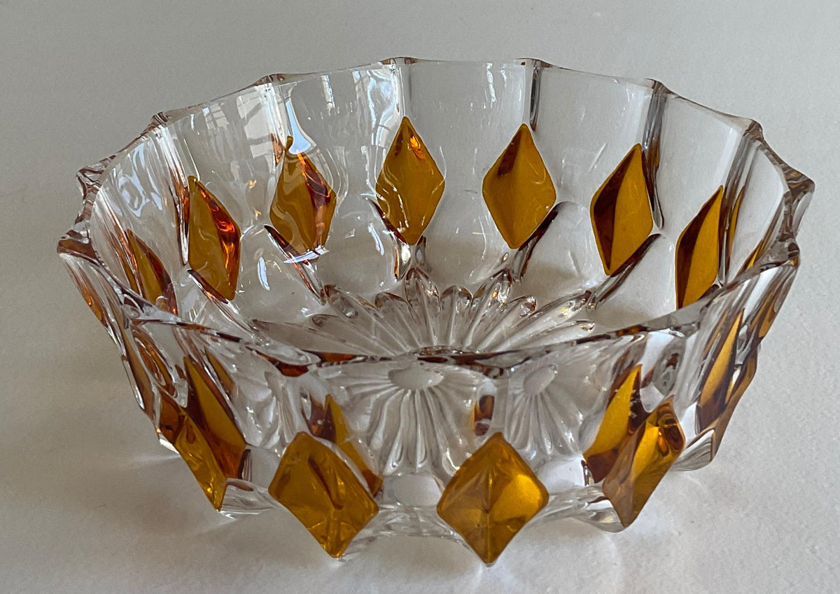 French Amber and Clear Crystal Candy Dish or Bowl — detail 4