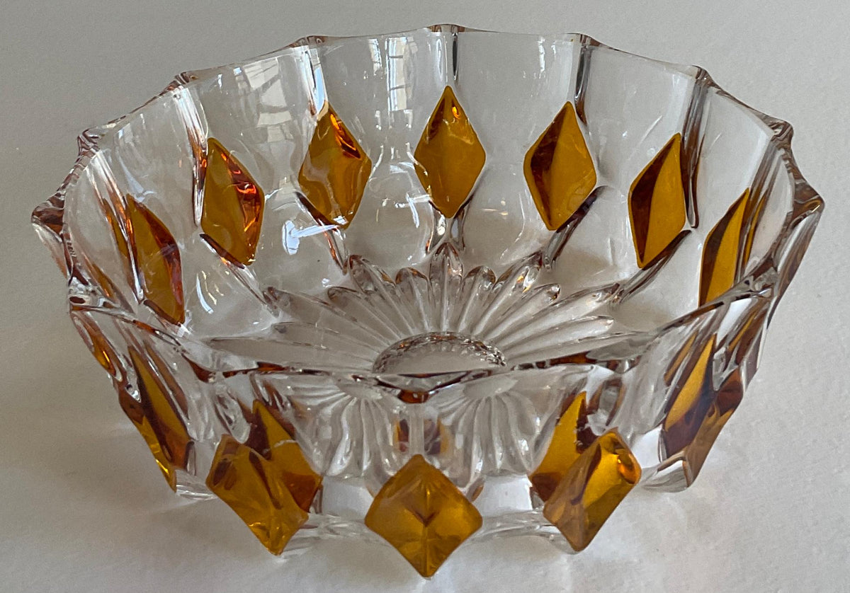 French Amber and Clear Crystal Candy Dish or Bowl — detail 5