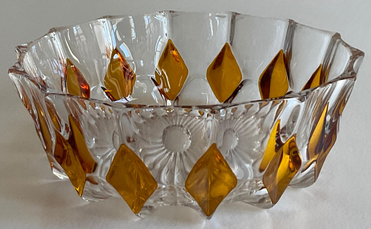 French Amber and Clear Crystal Candy Dish or Bowl — detail 6