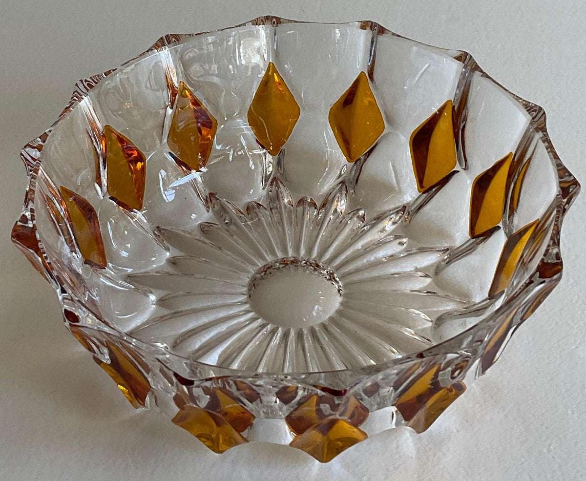 French Amber and Clear Crystal Candy Dish or Bowl — detail 8