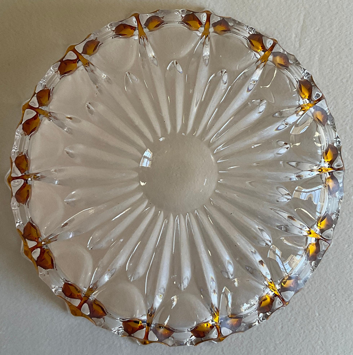 French Amber and Clear Crystal Candy Dish or Bowl — detail 7