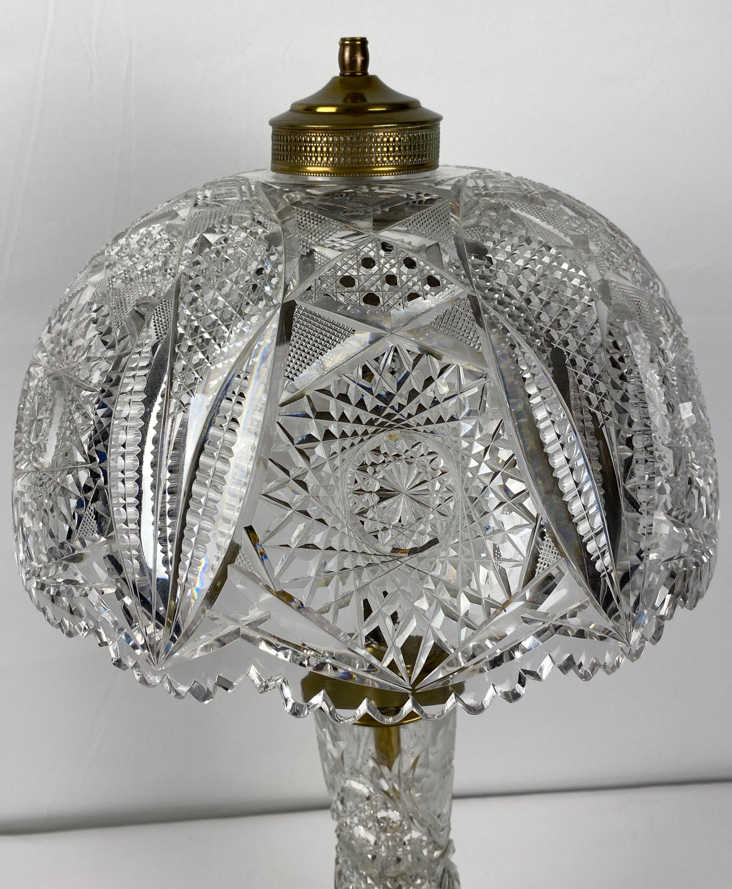 Victorian Style Cut Crystal Lamp with Crystal Shade — detail 10