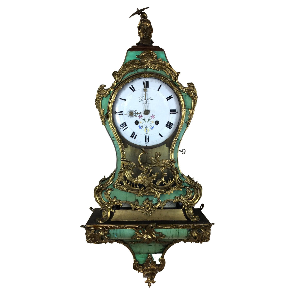 Large 18th Century French Louis XV Period Cartel Wall Clock Signed A. Gosselin