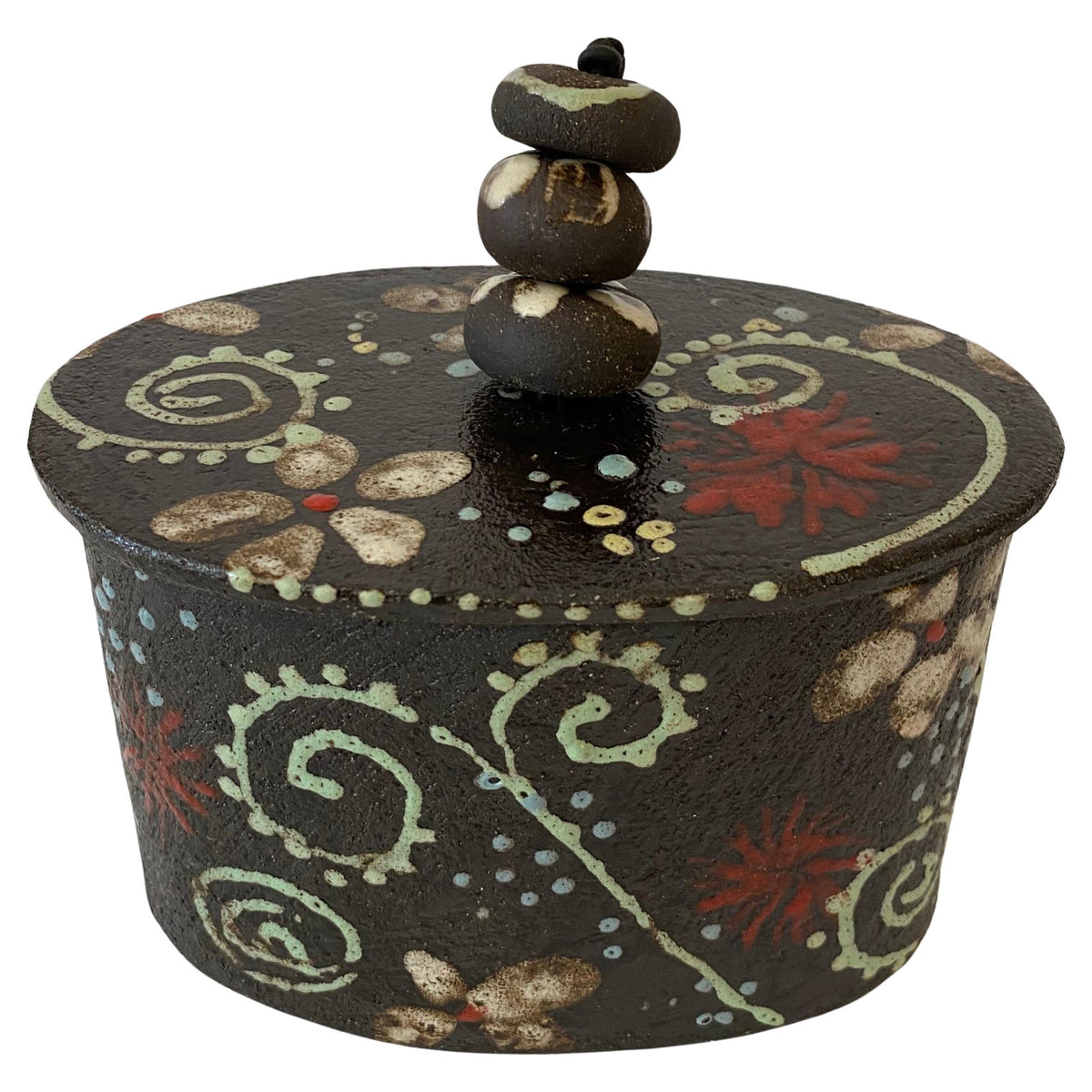 French Hand-Crafted and Painted Ceramic Trinket or Jewelry Box