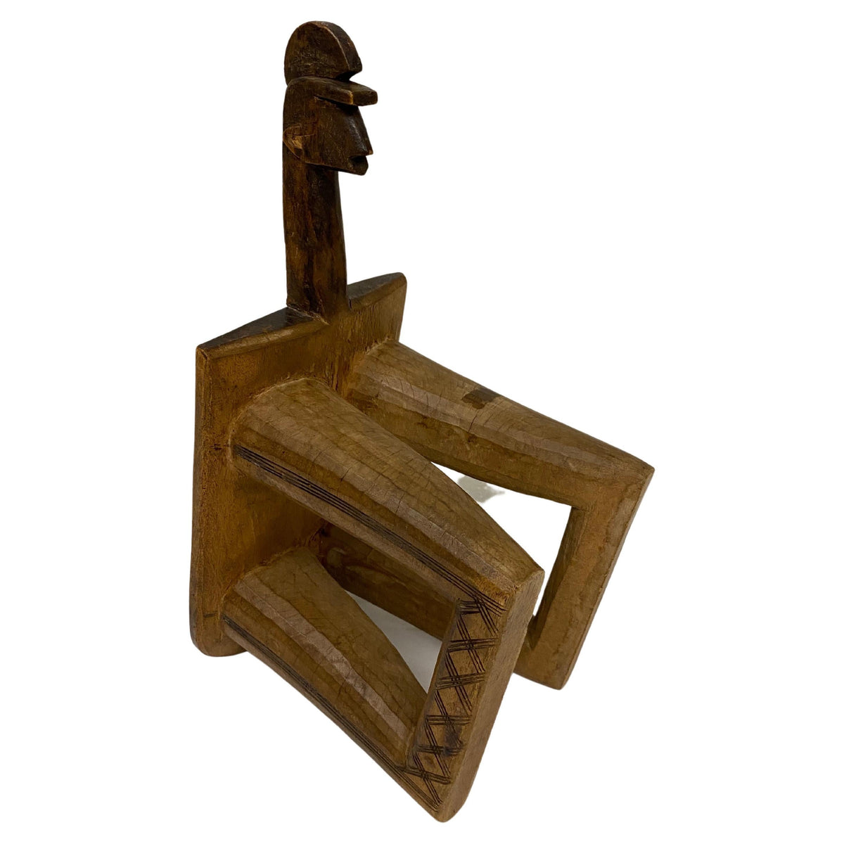 Mid-Century Wooden Carved African Stool — detail 2