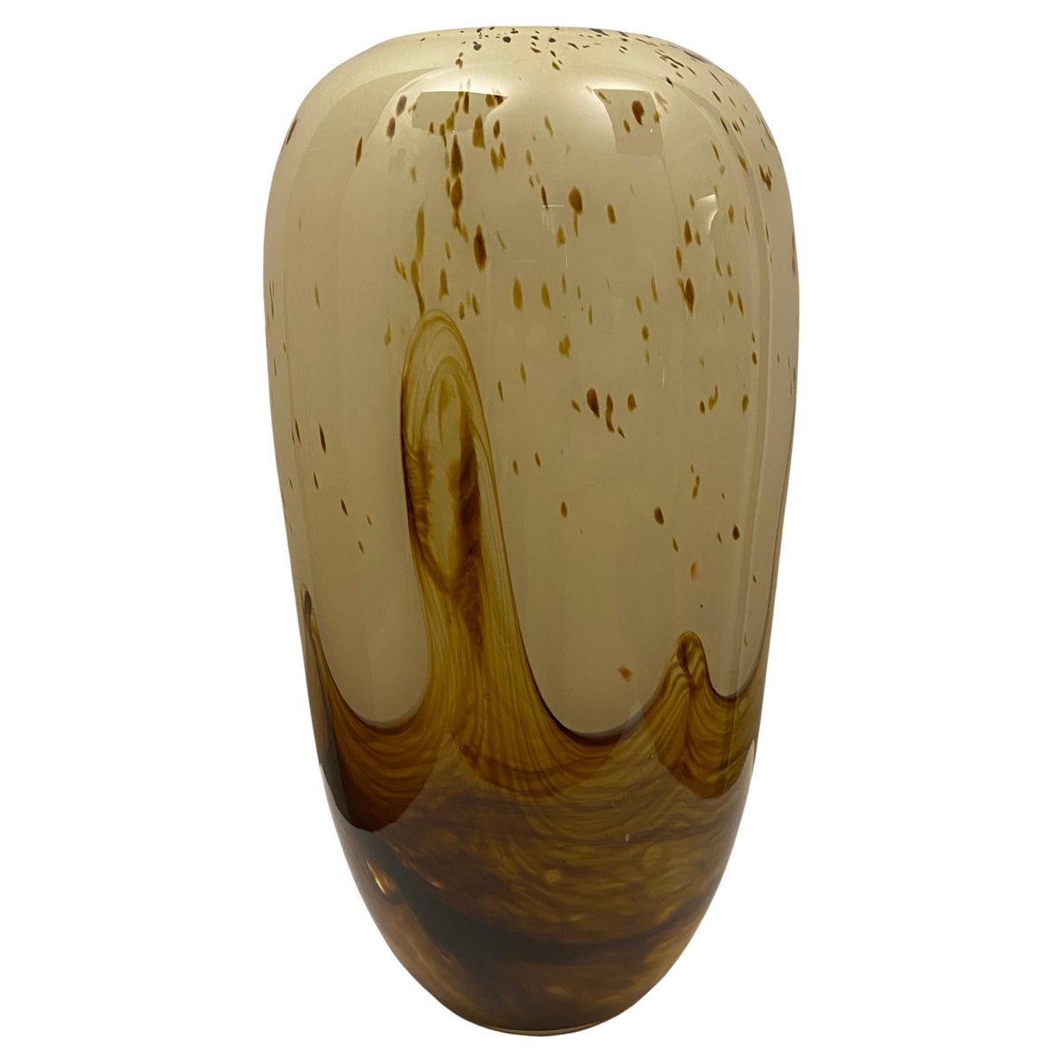 Large Murano Art Glass Vase, Beige & Amber Attrib. to Fratelli Toso