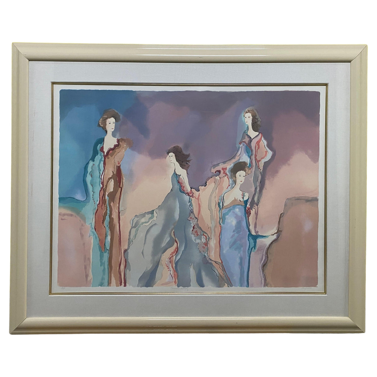 Jane Bazinet Watercolor Framed Hollywood Regency Style