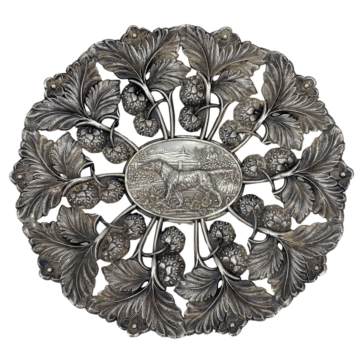Reed and Barton Sculpted Bowl, Silver Plated Dish with Dog — detail 3