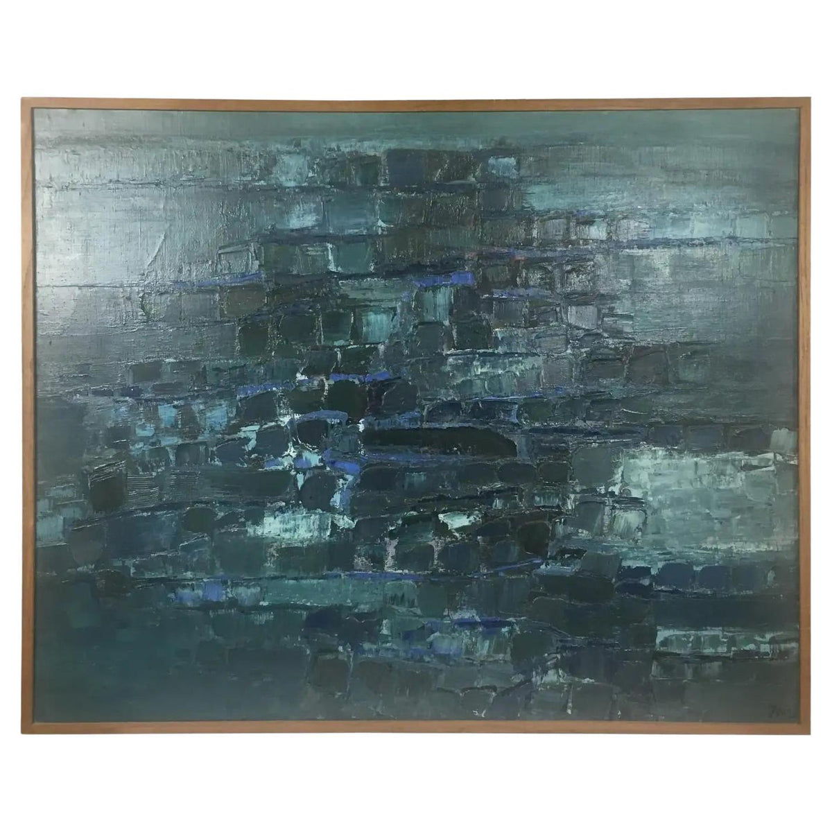 Modern Blue Abstract Painting by Mark Janson, circa 1958