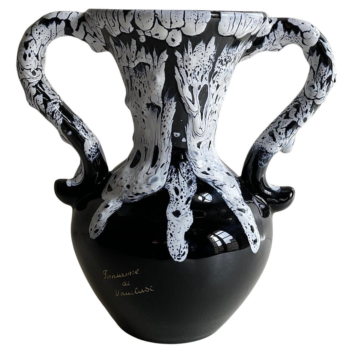 Fat Lava Vase With Handles From Fontaine De Vaucluse France — detail 2