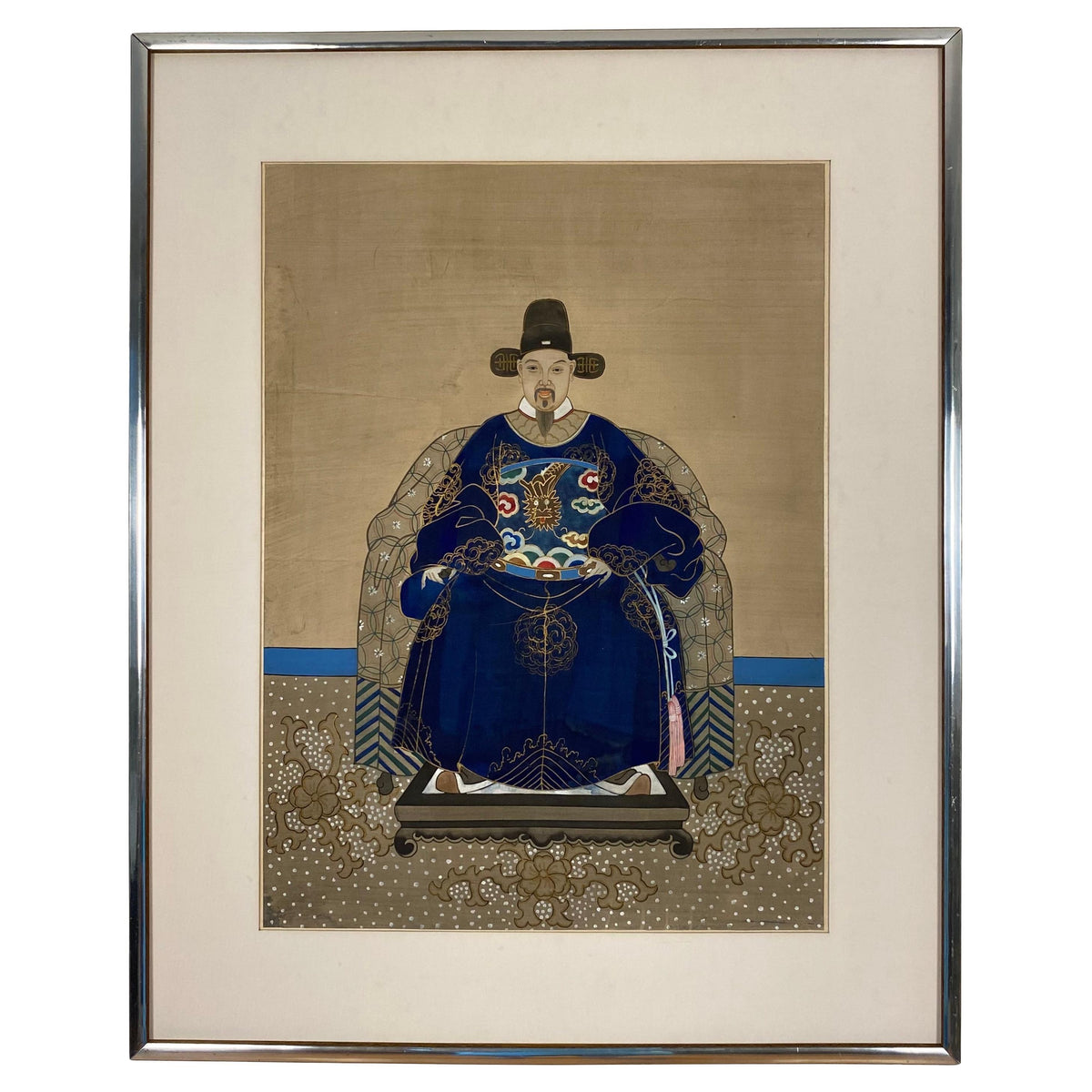 Antique Chinese Imperial Emperor Ancestral Painting on Silk