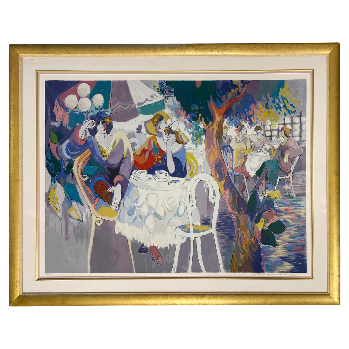 Isaac Maimon Large Color Serigraph "West Bank Cafe"