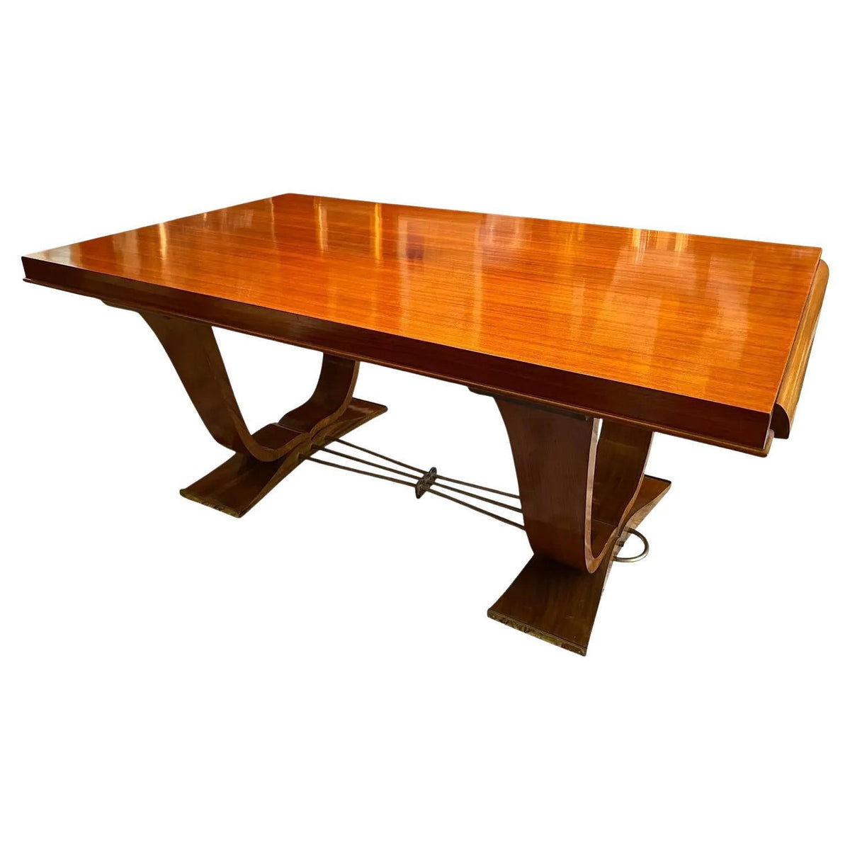 Large Extendable French Art Deco Dining Table, Jules Leleu Style Dining Table