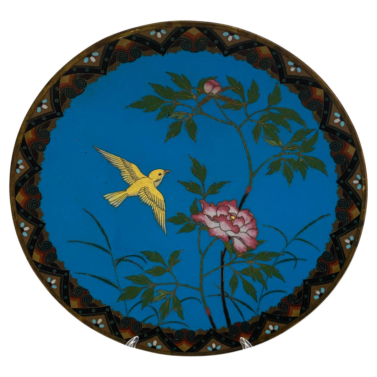 Antique Japanese Meiji Cloissoné Charger Plate — detail 2