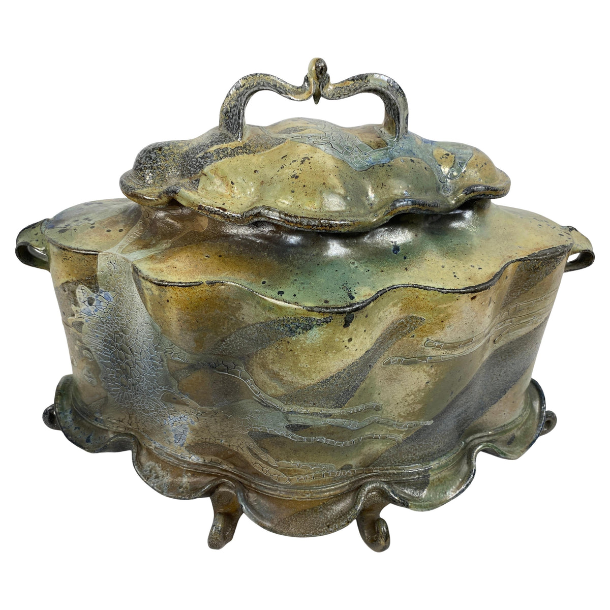 Large Ceramic Centerpiece Signed and Attributed to Pam Bailey