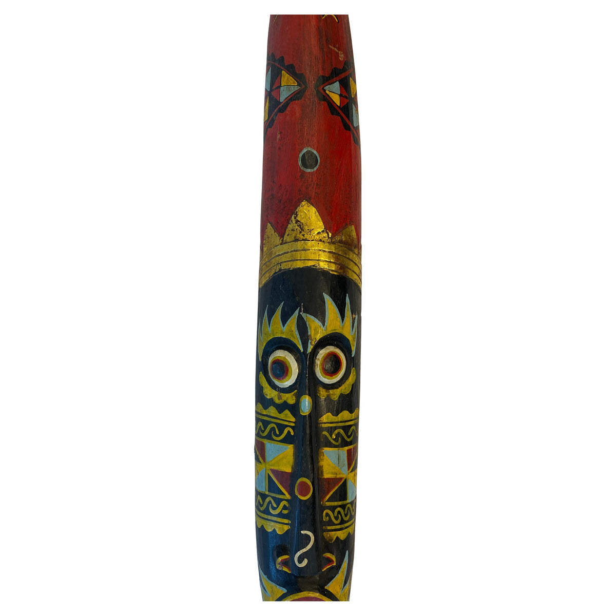 Hand-Carved Painted Wooden Tribal Mask, Folk Art, 20th Century, USA — detail 2