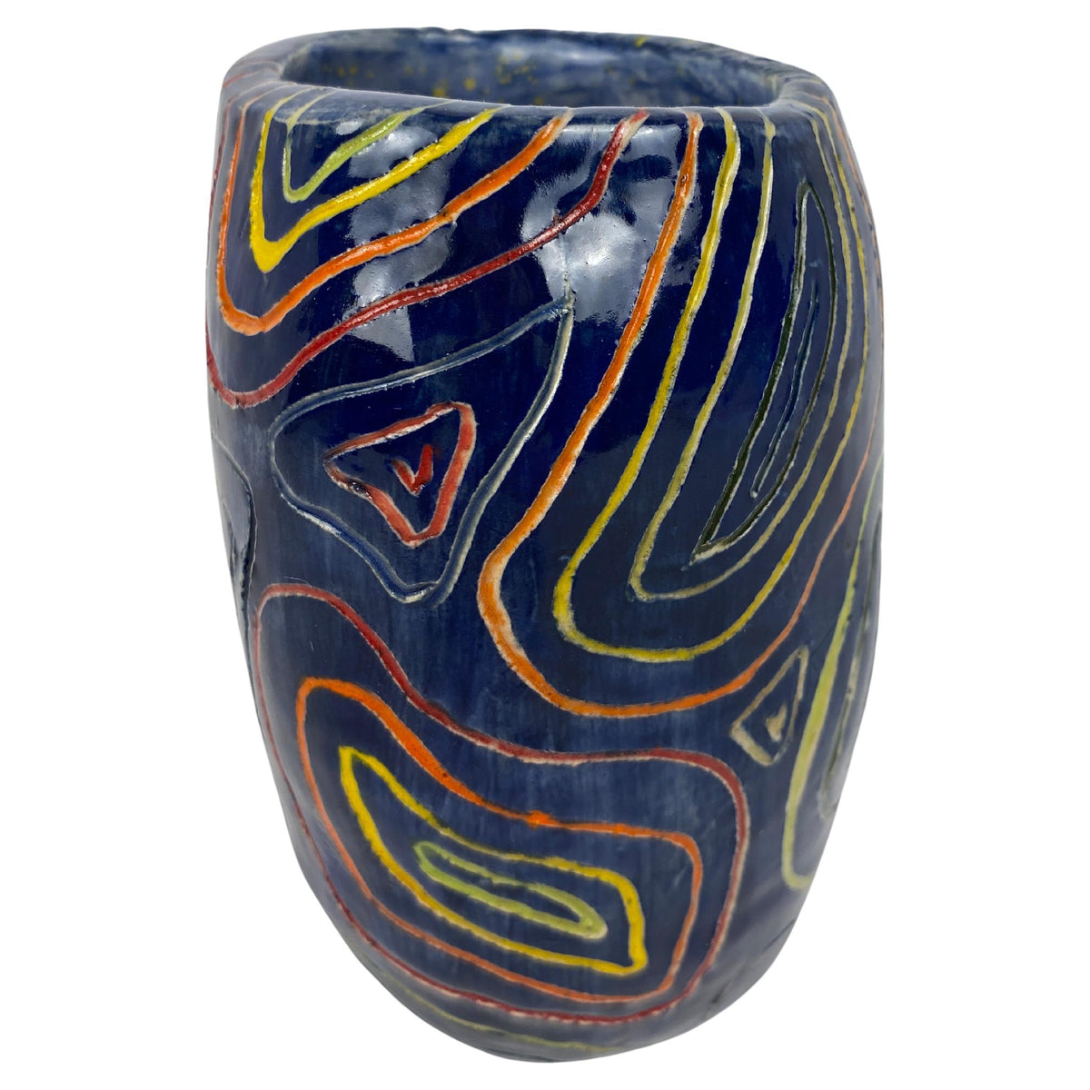 Abstract Ceramic Studio Pottery Vase signed S. Leighton