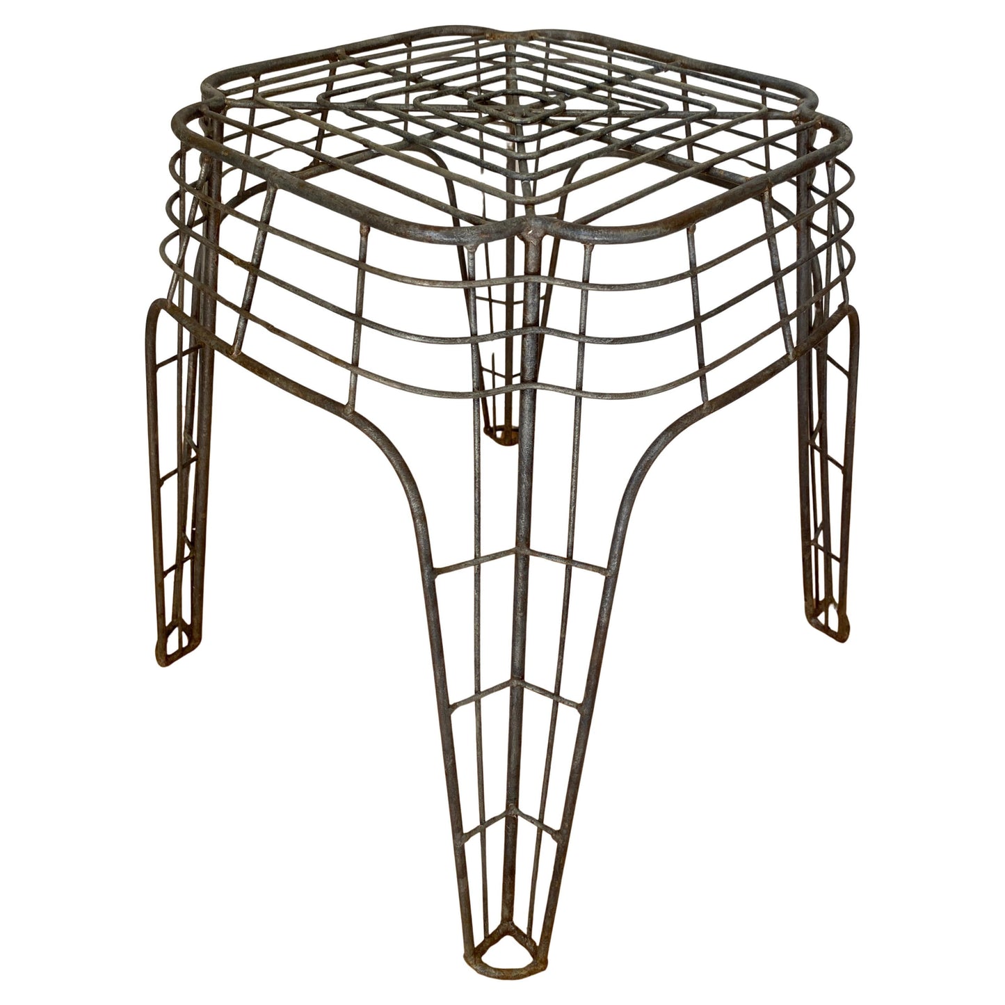 Art Deco Period Sculptural Metal Side Table with Architectural Lattice Design — detail 2