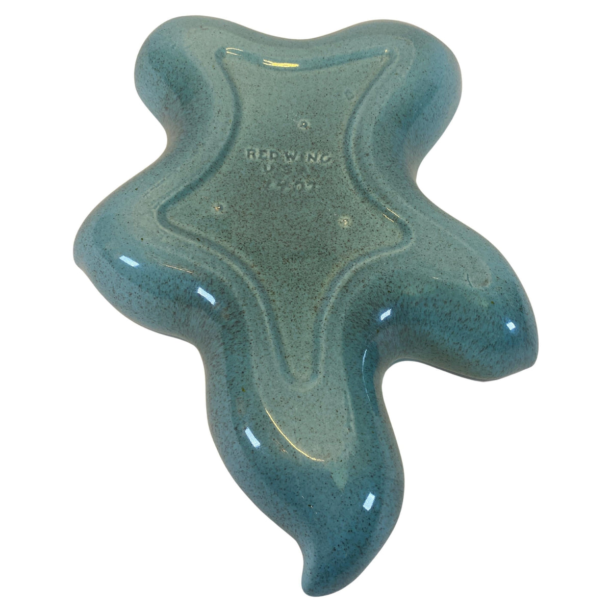 Mid-Century Modern Red Wing Pottery Ceramic Bowl, Turquoise Glaze — detail 2
