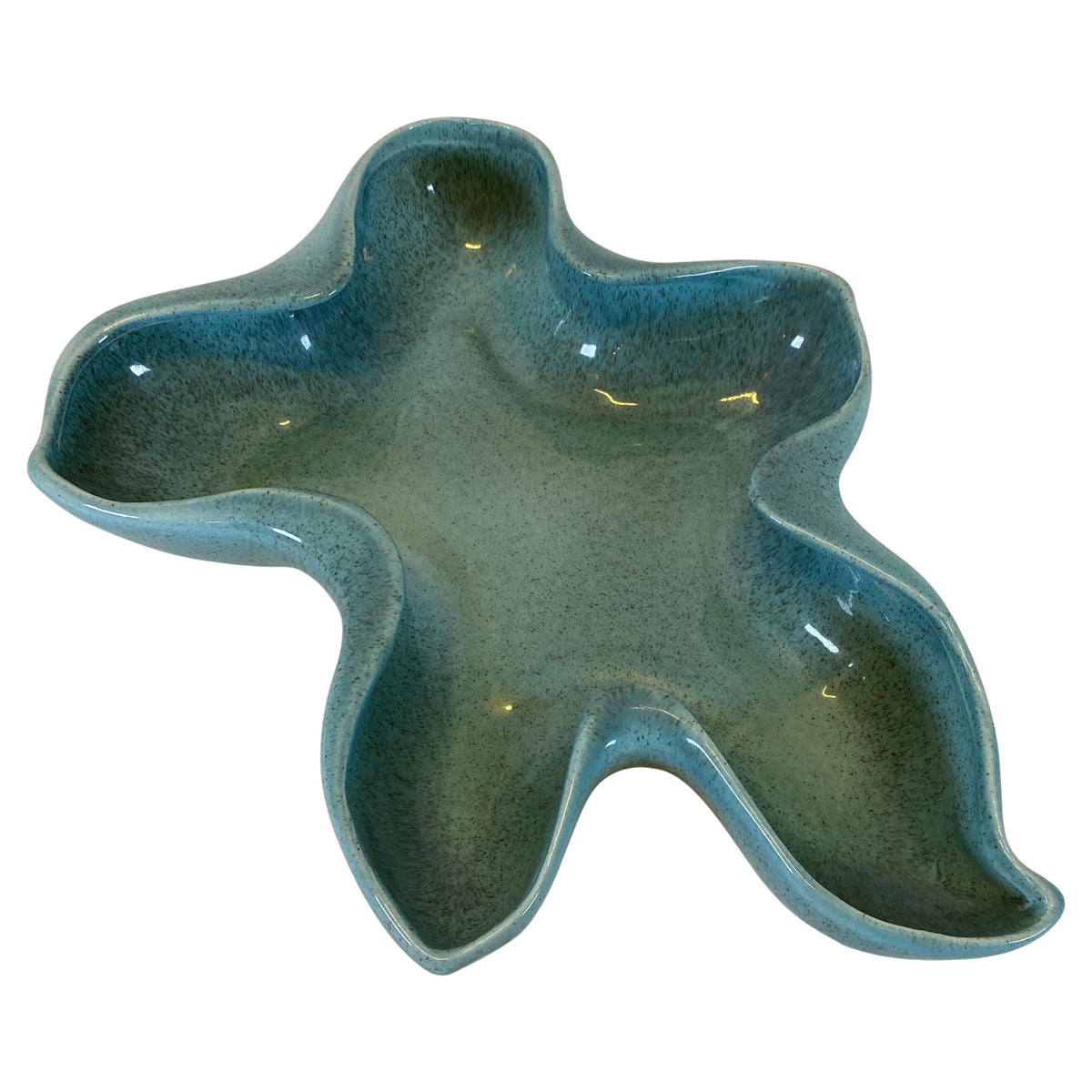 Mid-Century Modern Red Wing Pottery Ceramic Bowl, Turquoise Glaze