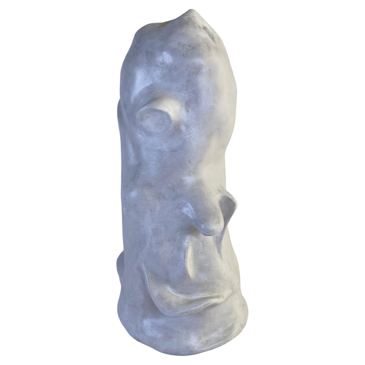 Modernist White Ceramic Abstract Figurative Sculpture, Organic Studio Art Bust — detail 2