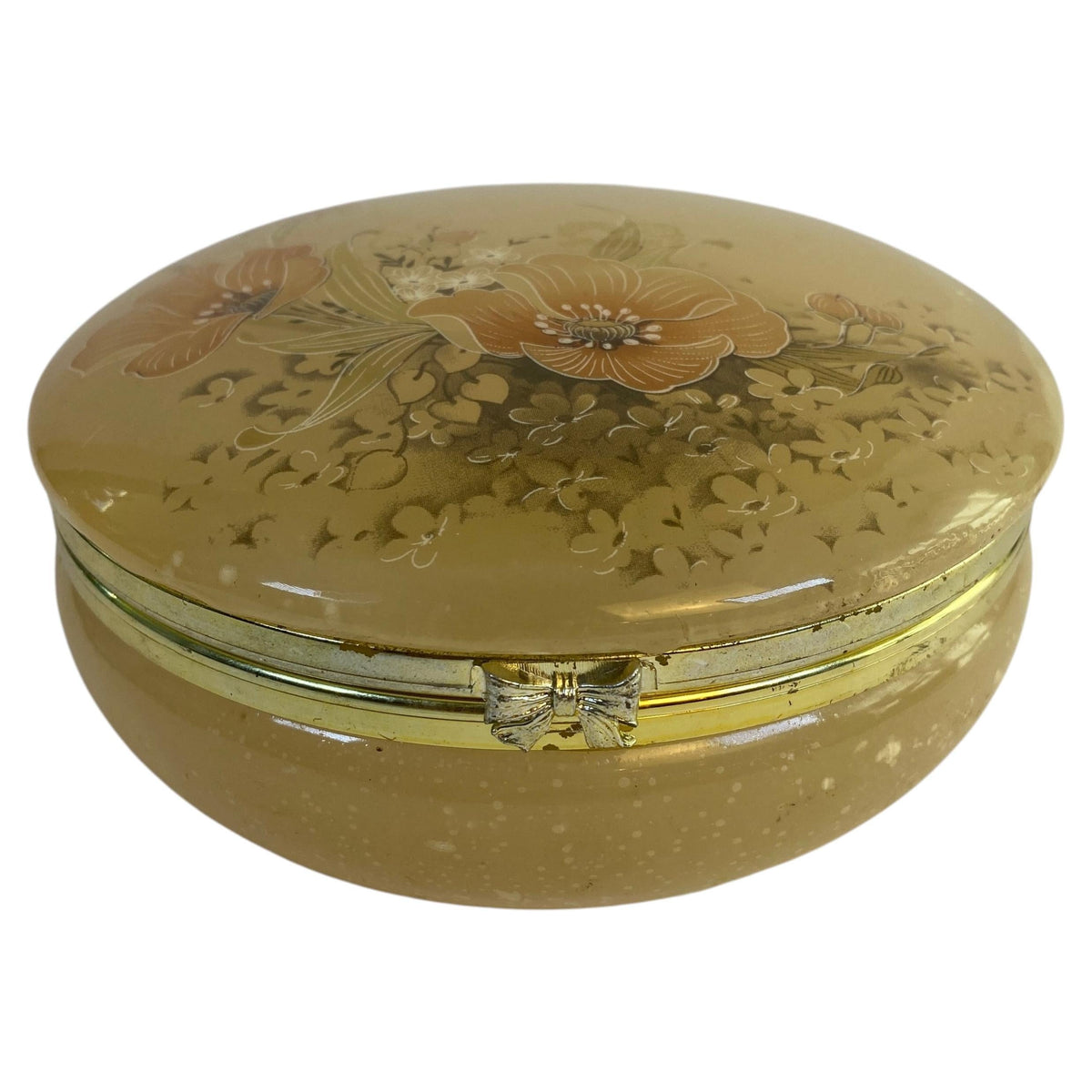 Italian Hand-Carved Alabaster Jewelry Box with Brass Mounts