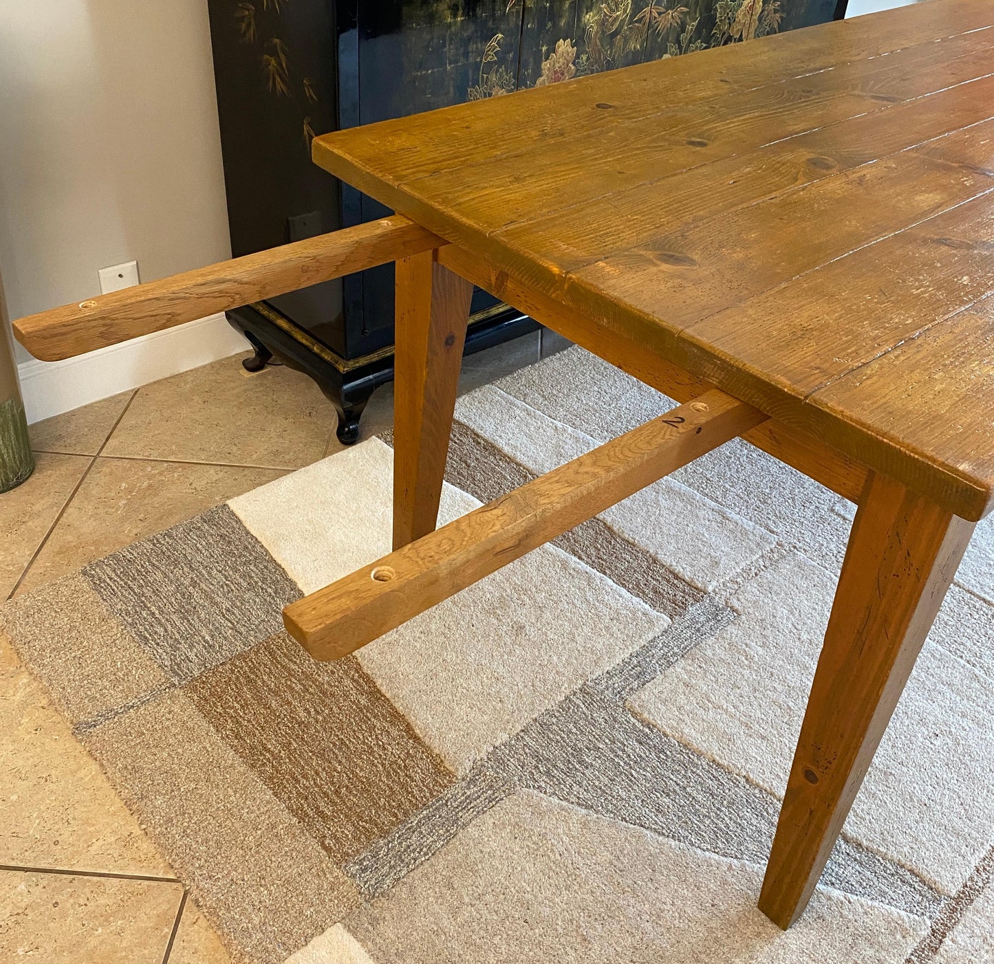 Extendable French Provincial Style Dining Table with Center Drawer — detail 4