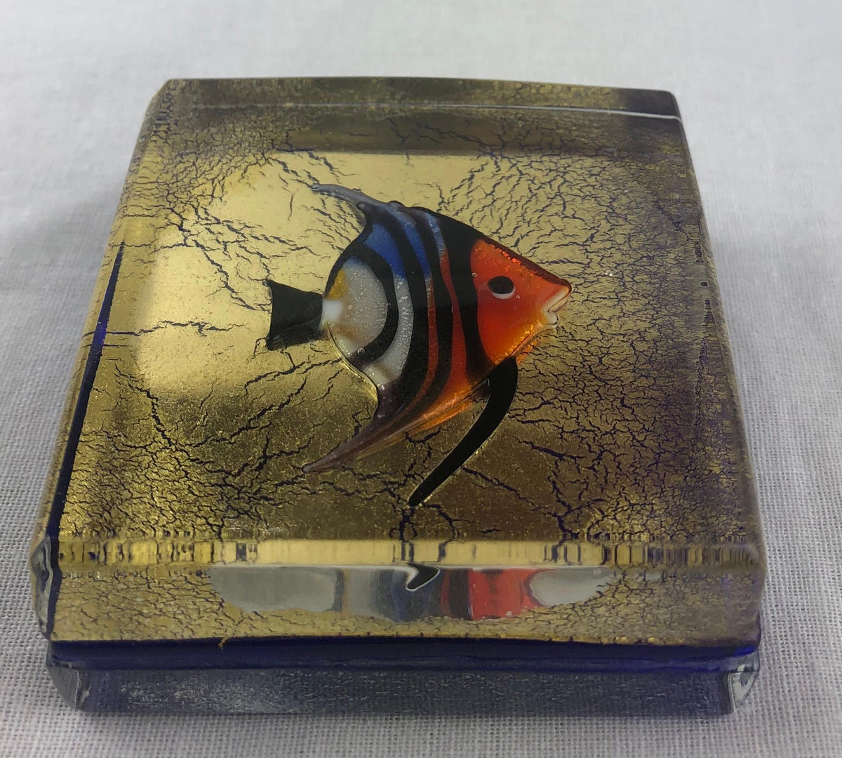Murano Art Glass Paperweight of a Fish, Signed — detail 4