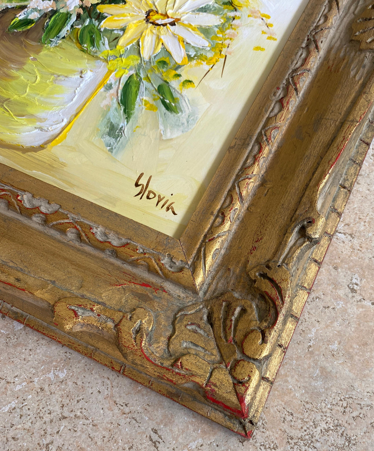 Bouquet of Flowers Painting, Signed — detail 2