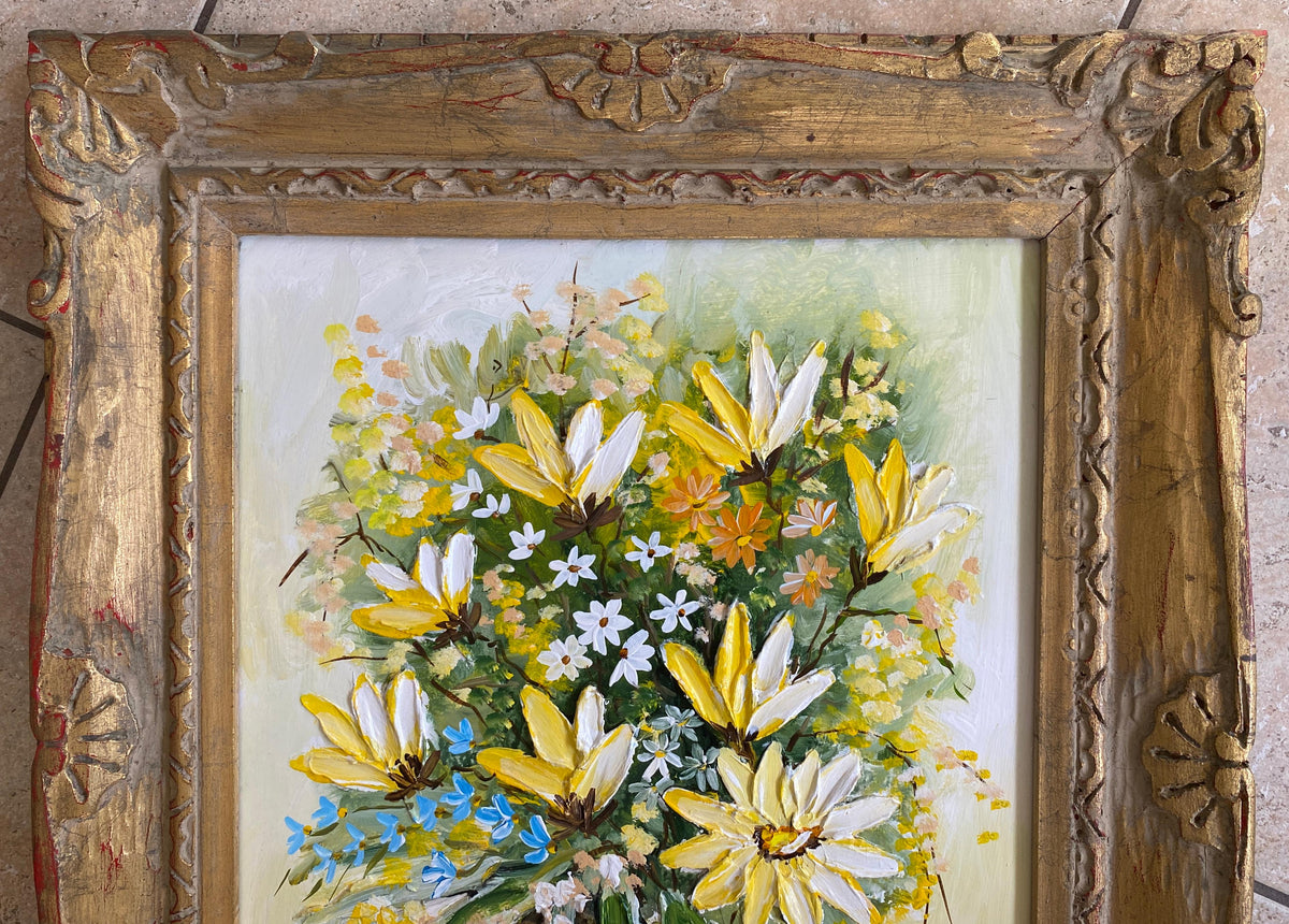 Bouquet of Flowers Painting, Signed — detail 3