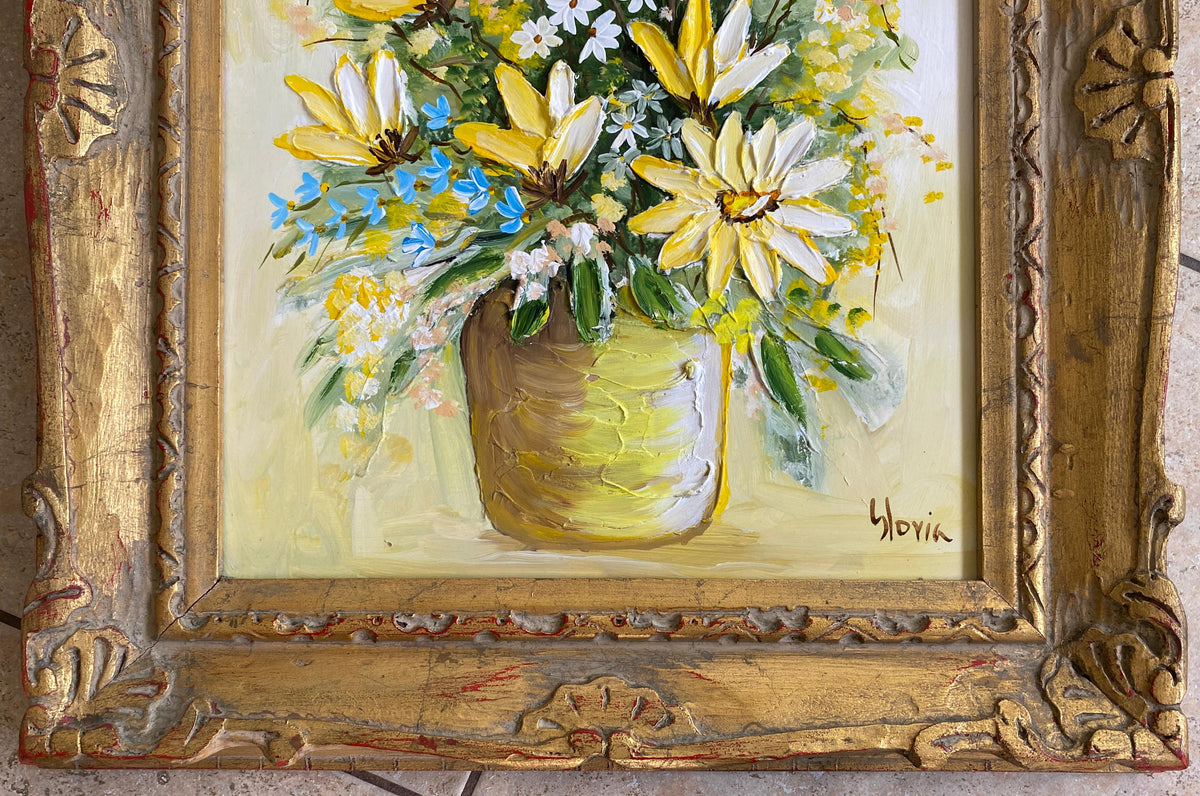 Bouquet of Flowers Painting, Signed — detail 6