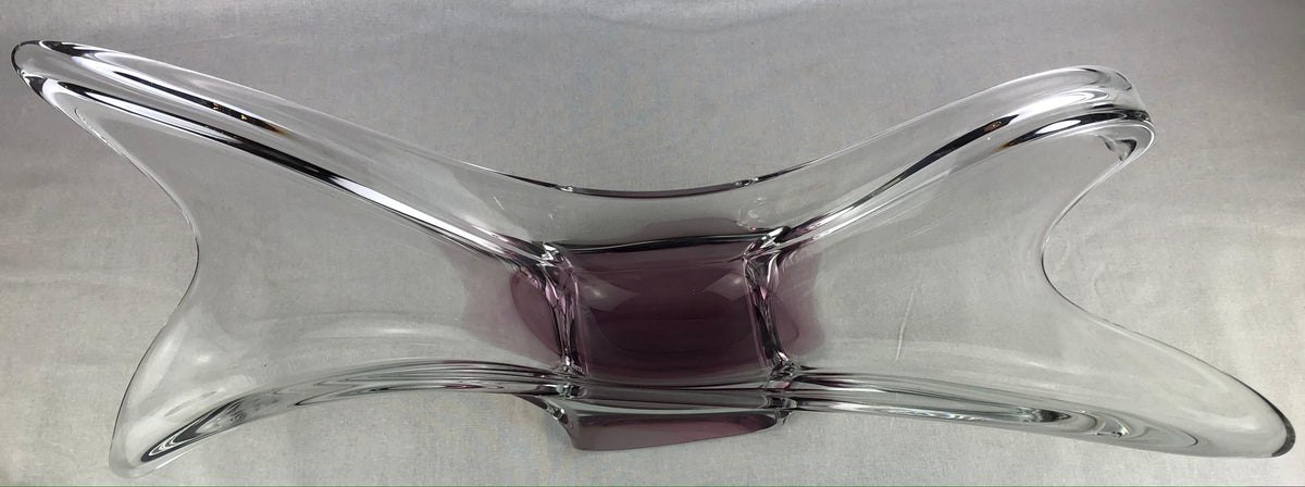 French Clear Crystal Sculptural Art Glass Centerpiece Attributed to Schneider — detail 5