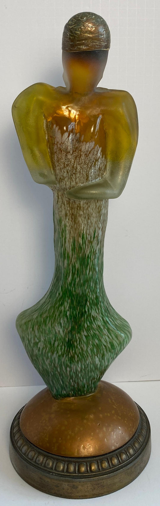 Modern Art Glass Sculpture of a Woman, Art Deco Style Glass Figurative Statue — detail 2