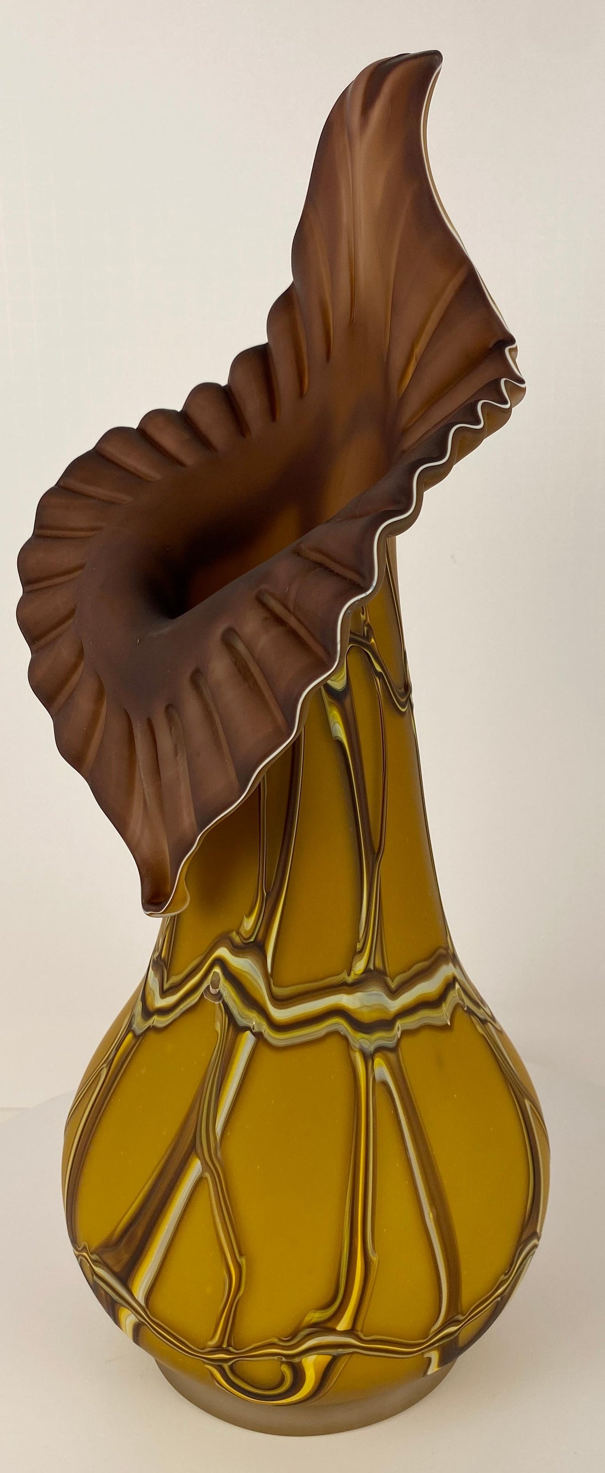 Amber Hand-Blown Art Glass Vase, Baijan Studio Design by Essie Zareh — detail 2