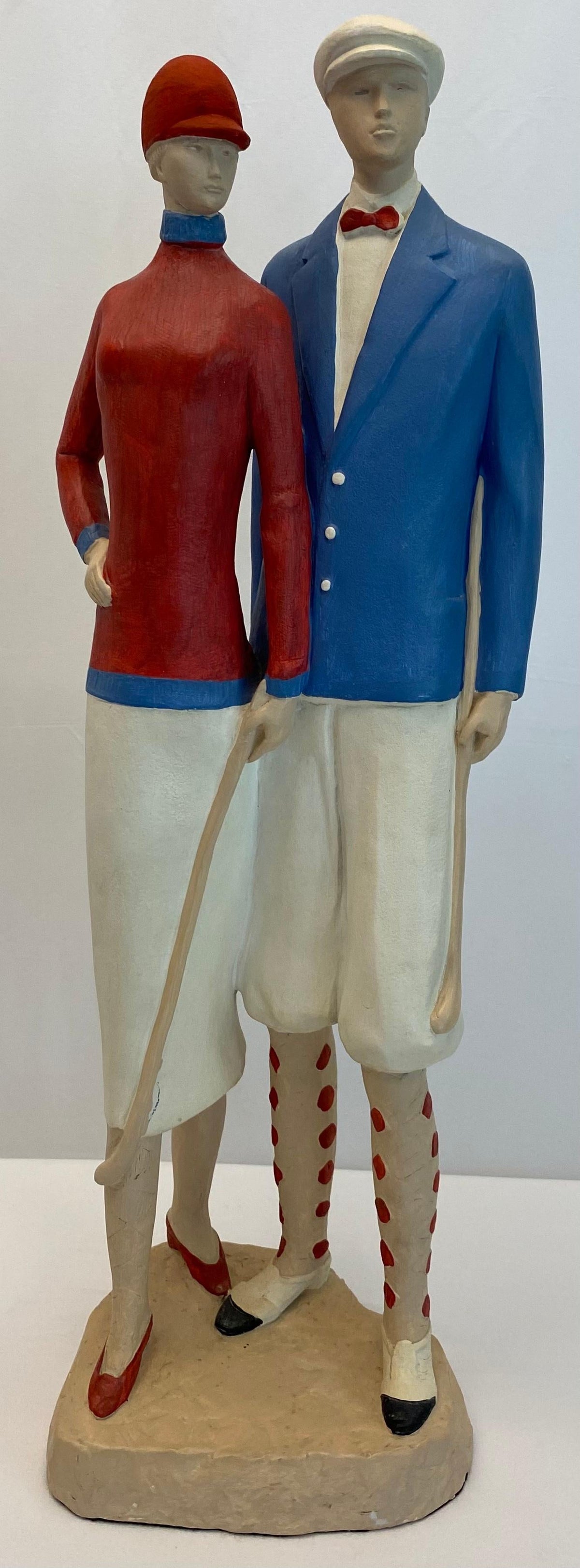 Contemporary Modern Golfing Couple Sculpture by Austin Productions Dated 1987 — detail 3
