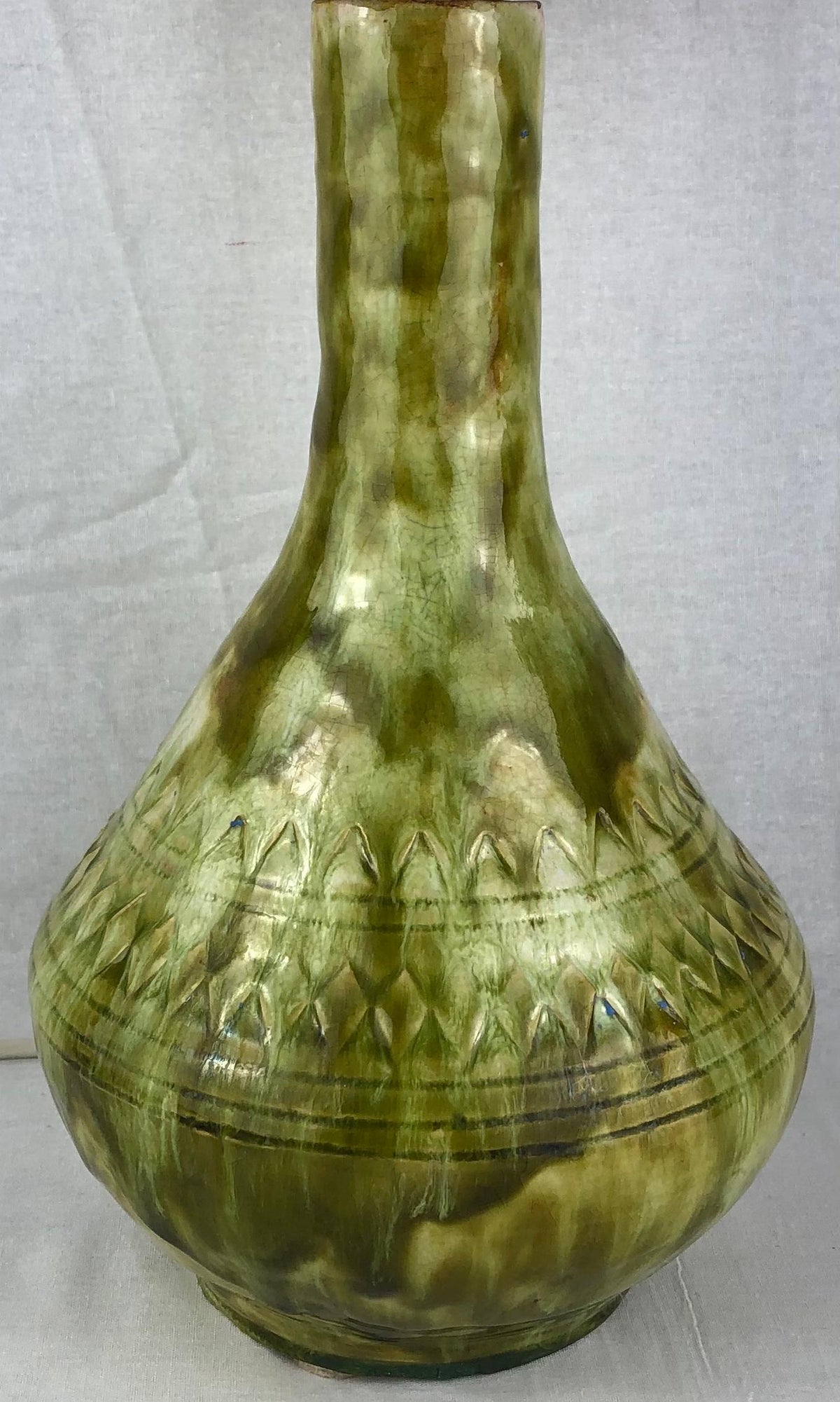 French Midcentury Glazed Ceramic Table Lamp — detail 3