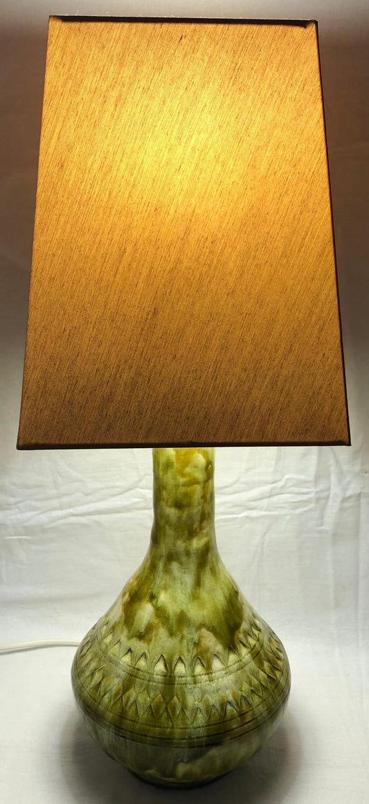 French Midcentury Glazed Ceramic Table Lamp — detail 2